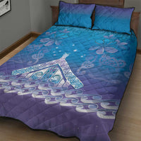 New Zealand Matariki Quilt Bed Set Maori Marae Cyan Galaxy