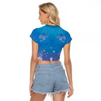 New Zealand Matariki Raglan Cropped T Shirt Maori Marae Cyan Galaxy