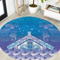 New Zealand Matariki Round Carpet Maori Marae Cyan Galaxy