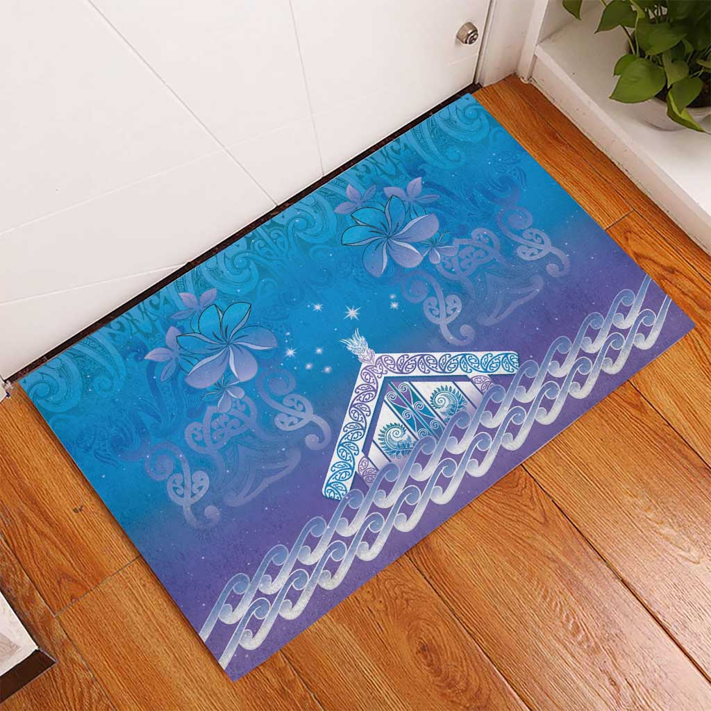 New Zealand Matariki Rubber Doormat Maori Marae Cyan Galaxy