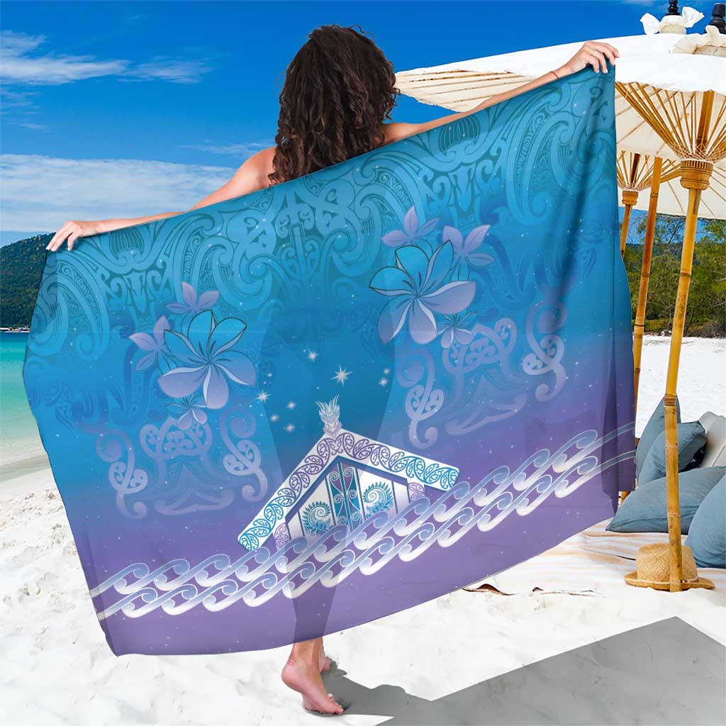 New Zealand Matariki Sarong Maori Marae Cyan Galaxy