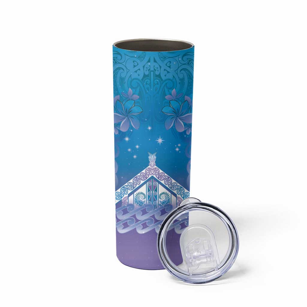 New Zealand Matariki Skinny Tumbler Maori Marae Cyan Galaxy