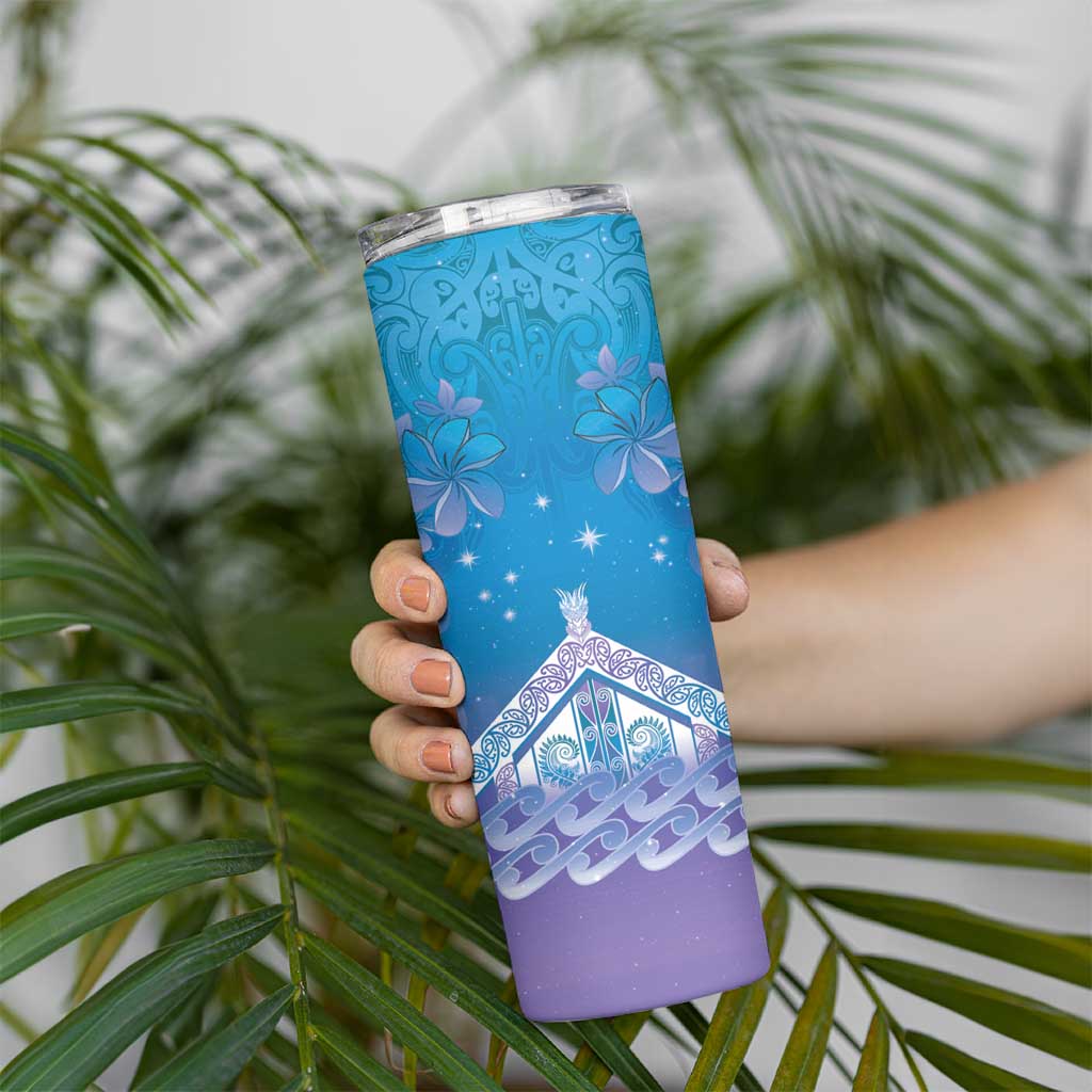 New Zealand Matariki Skinny Tumbler Maori Marae Cyan Galaxy