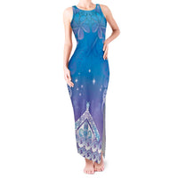 New Zealand Matariki Tank Maxi Dress Maori Marae Cyan Galaxy