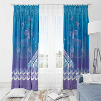 New Zealand Matariki Window Curtain Maori Marae Cyan Galaxy