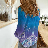 New Zealand Matariki Women Casual Shirt Maori Marae Cyan Galaxy