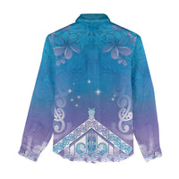 New Zealand Matariki Women Casual Shirt Maori Marae Cyan Galaxy