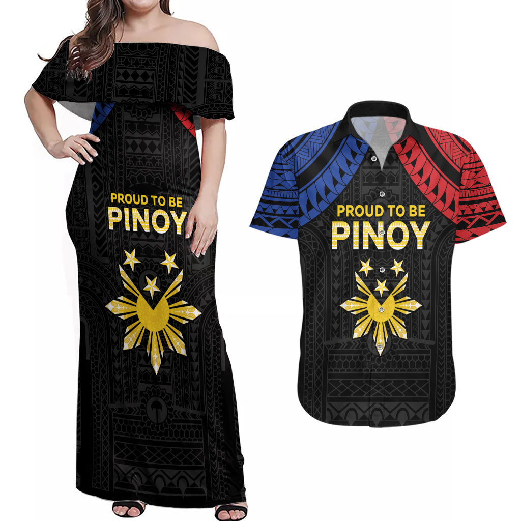 Philippines Independence Day Couples Matching Off Shoulder Maxi Dress and Hawaiian Shirt Proud To Be Pinoy