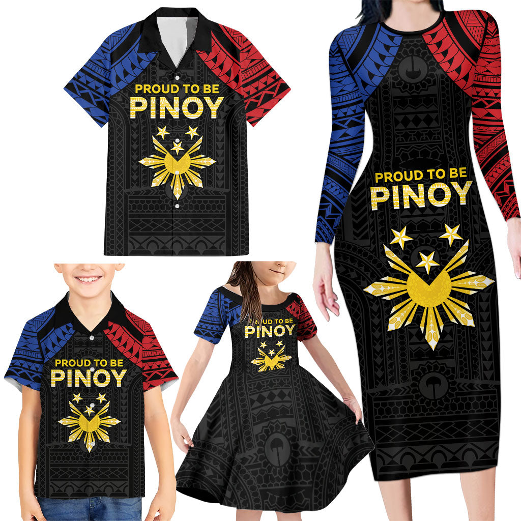 Philippines Independence Day Family Matching Long Sleeve Bodycon Dress and Hawaiian Shirt Proud To Be Pinoy