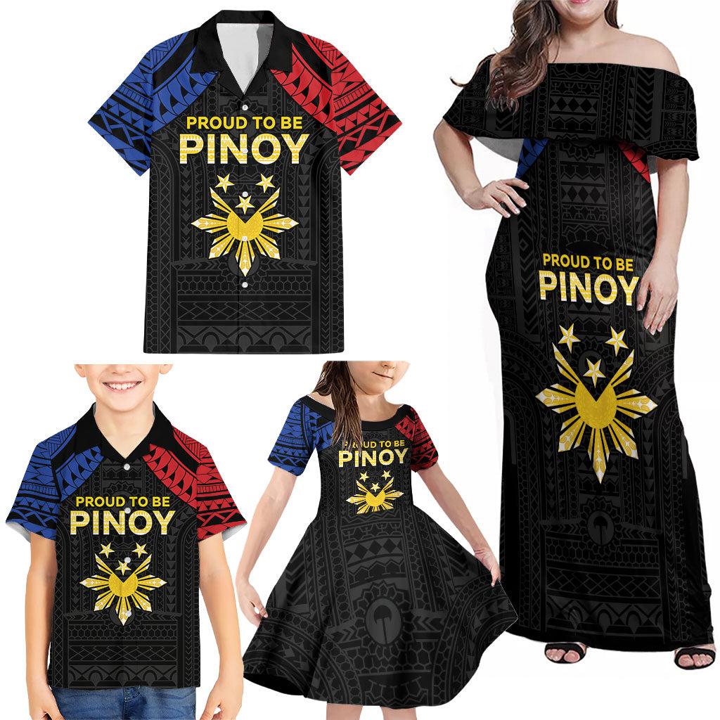 Philippines Independence Day Family Matching Off Shoulder Maxi Dress and Hawaiian Shirt Proud To Be Pinoy