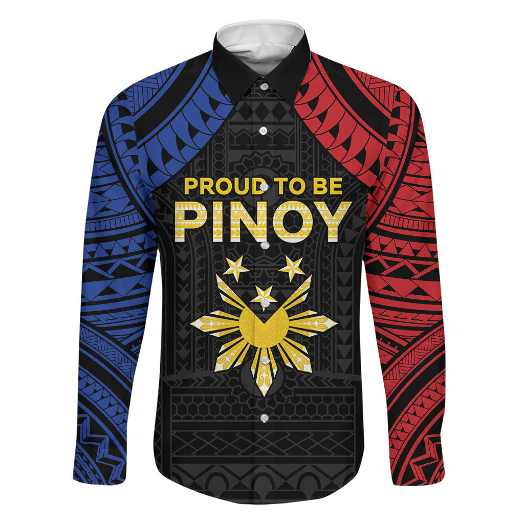 Philippines Independence Day Family Matching Puletasi and Hawaiian Shirt Proud To Be Pinoy LT05 Dad's Shirt - Long Sleeve Black - Polynesian Pride