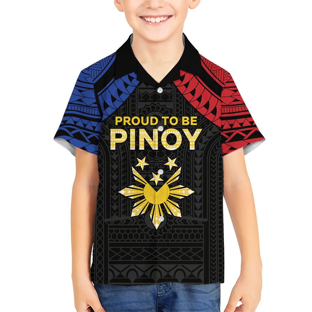Philippines Independence Day Family Matching Puletasi and Hawaiian Shirt Proud To Be Pinoy LT05 Son's Shirt Black - Polynesian Pride