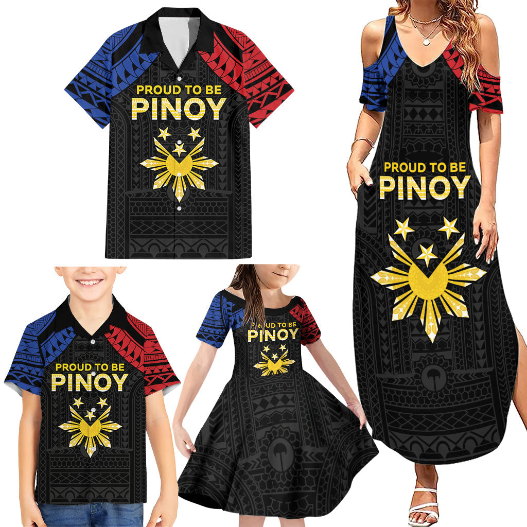 Philippines Independence Day Family Matching Summer Maxi Dress and Hawaiian Shirt Proud To Be Pinoy LT05 - Polynesian Pride