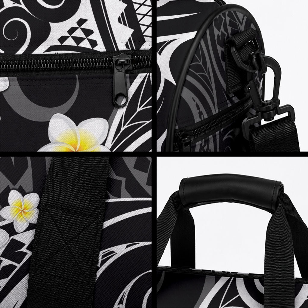 Plumeria With Black Polynesian Tattoo Pattern Duffle Bag LT05 - Polynesian Pride