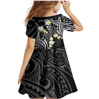 Plumeria With Black Polynesian Tattoo Pattern Family Matching Mermaid Dress and Hawaiian Shirt