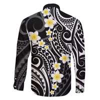 Plumeria With Black Polynesian Tattoo Pattern Family Matching Mermaid Dress and Hawaiian Shirt