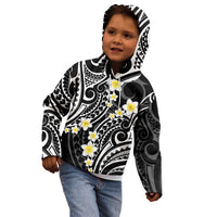 Plumeria With Black Polynesian Tattoo Pattern Kid Hoodie