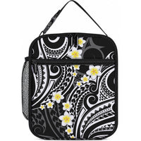 Plumeria With Black Polynesian Tattoo Pattern Lunch Bag LT05 10.2 × 8.3 × 4.3 inch Black - Polynesian Pride