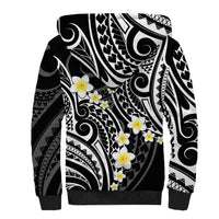 Plumeria With Black Polynesian Tattoo Pattern Sherpa Hoodie