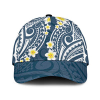 Plumeria With Blue Polynesian Tattoo Pattern Classic Cap - Polynesian Pride