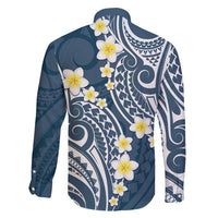 Plumeria With Blue Polynesian Tattoo Pattern Family Matching Summer Maxi Dress and Hawaiian Shirt