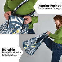 Plumeria With Blue Polynesian Tattoo Pattern Grocery Bag