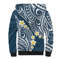 Plumeria With Blue Polynesian Tattoo Pattern Sherpa Hoodie