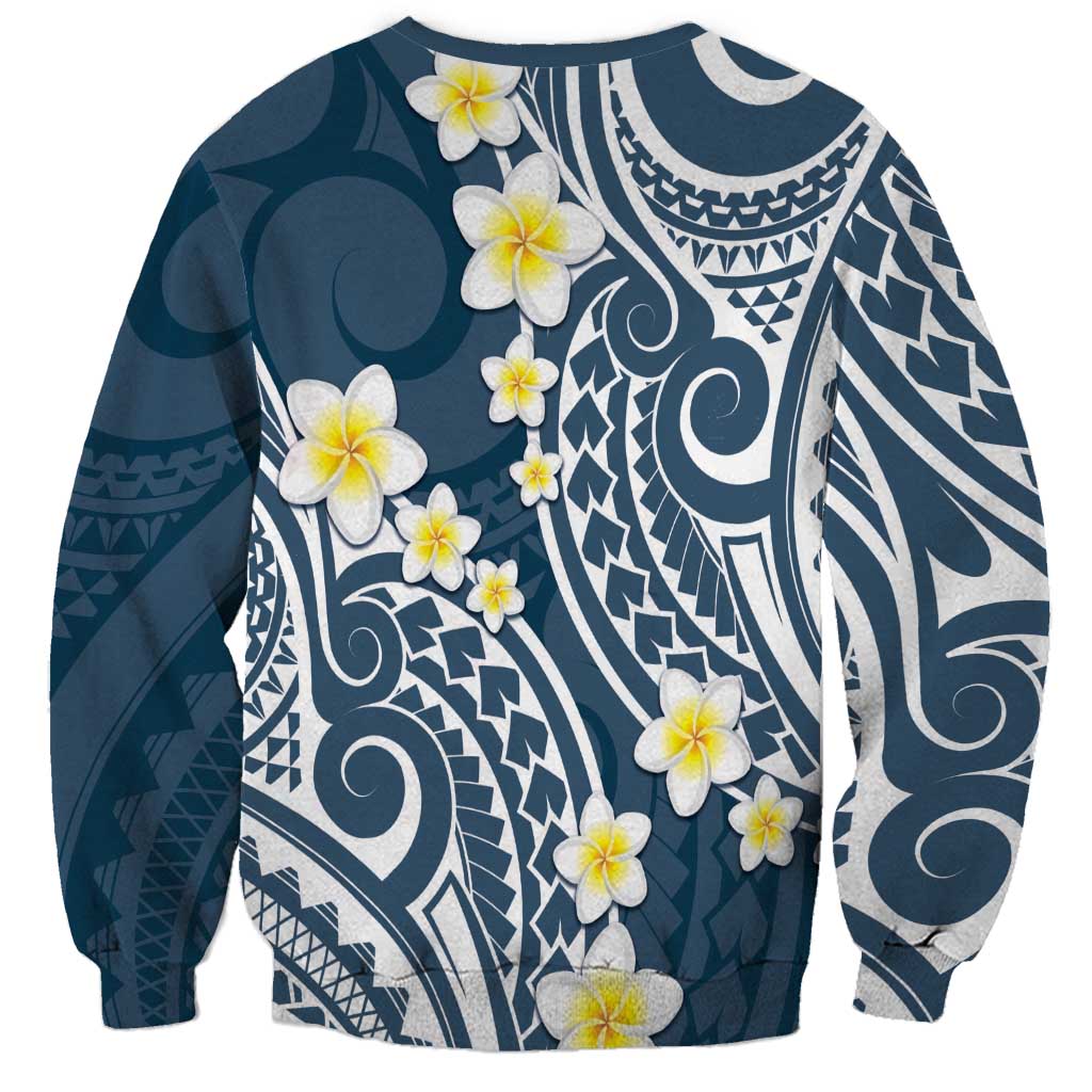 Plumeria With Blue Polynesian Tattoo Pattern Sweatshirt