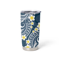 Plumeria With Blue Polynesian Tattoo Pattern Tumbler Cup