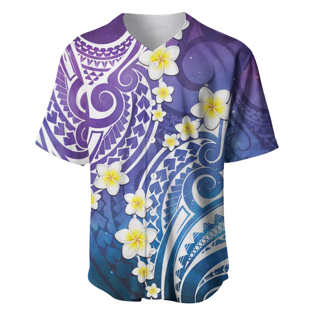 Plumeria With Galaxy Polynesian Tattoo Pattern Baseball Jersey LT05 Galaxy - Polynesian Pride