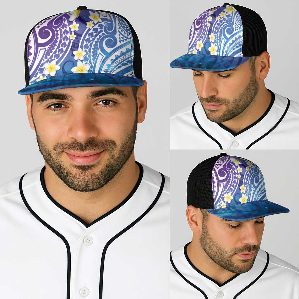 Plumeria With Galaxy Polynesian Tattoo Pattern Baseball Net Cap LT05 - Polynesian Pride