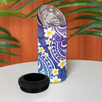 Plumeria With Galaxy Gradient Polynesian Tattoo Pattern 4 in 1 Can Cooler Tumbler