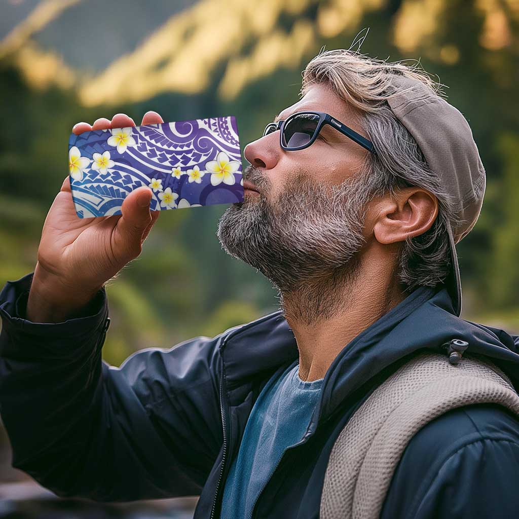 Plumeria With Galaxy Gradient Polynesian Tattoo Pattern 4 in 1 Can Cooler Tumbler