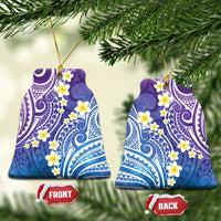 Plumeria With Galaxy Polynesian Tattoo Pattern Ceramic Ornament