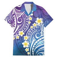 Plumeria With Galaxy Polynesian Tattoo Pattern Family Matching Mermaid Dress and Hawaiian Shirt