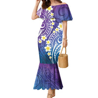 Plumeria With Galaxy Polynesian Tattoo Pattern Family Matching Mermaid Dress and Hawaiian Shirt