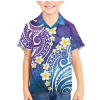 Plumeria With Galaxy Polynesian Tattoo Pattern Family Matching Mermaid Dress and Hawaiian Shirt