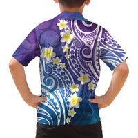 Plumeria With Galaxy Polynesian Tattoo Pattern Family Matching Off Shoulder Short Dress and Hawaiian Shirt LT05 - Polynesian Pride