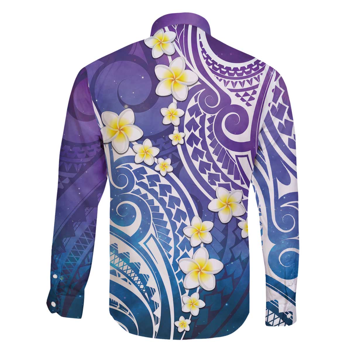 Plumeria With Galaxy Polynesian Tattoo Pattern Family Matching Off Shoulder Short Dress and Hawaiian Shirt LT05 - Polynesian Pride