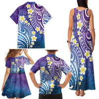 Plumeria With Galaxy Polynesian Tattoo Pattern Family Matching Tank Maxi Dress and Hawaiian Shirt LT05 - Polynesian Pride