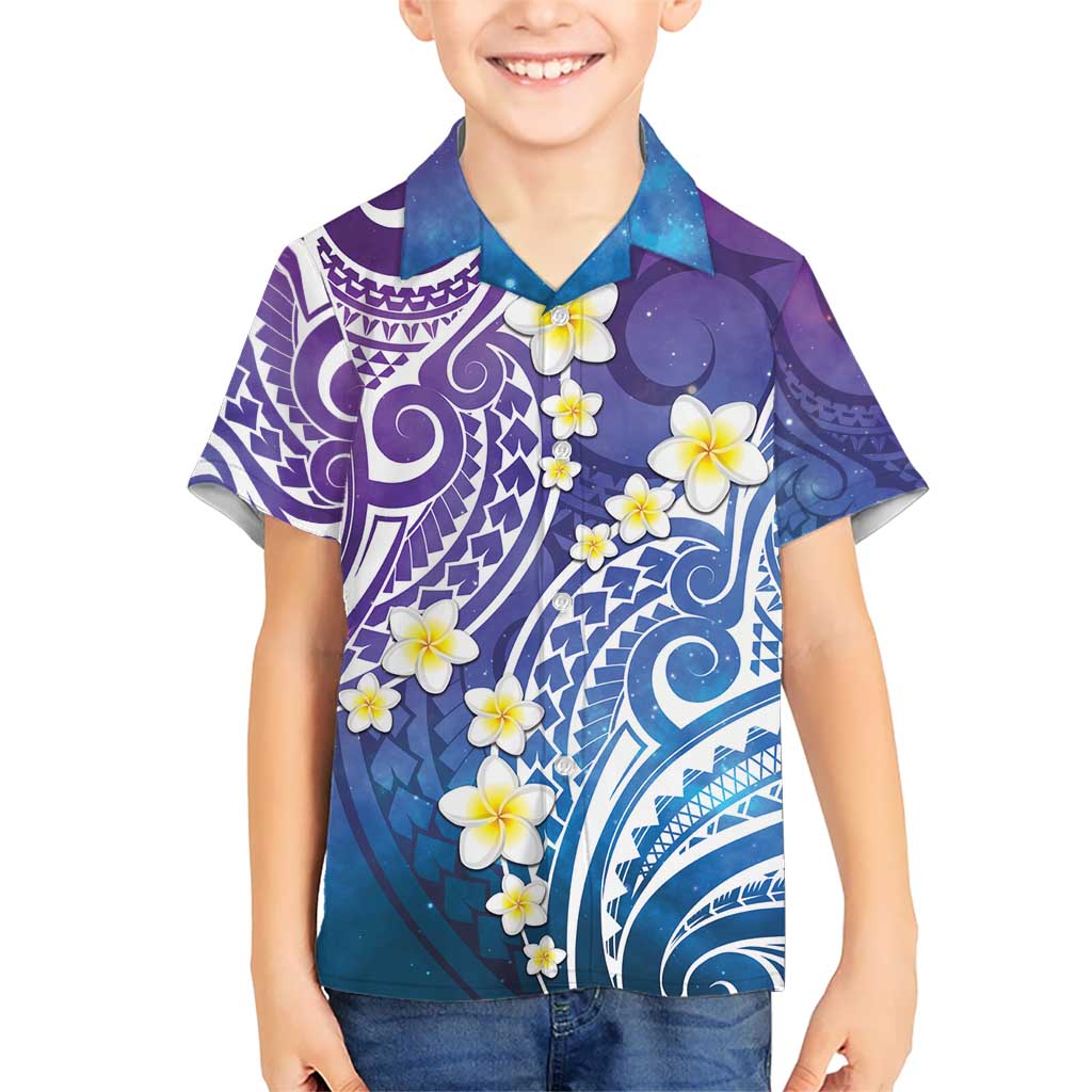 Plumeria With Galaxy Polynesian Tattoo Pattern Hawaiian Shirt