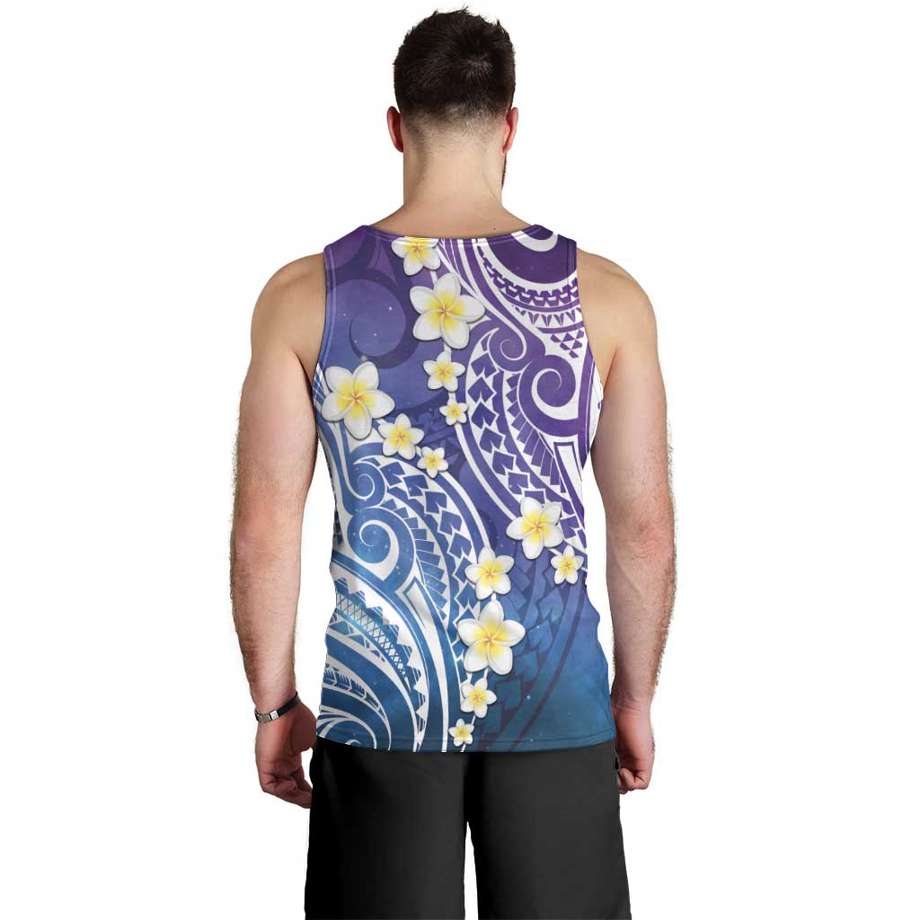 Plumeria With Galaxy Polynesian Tattoo Pattern Men Tank Top