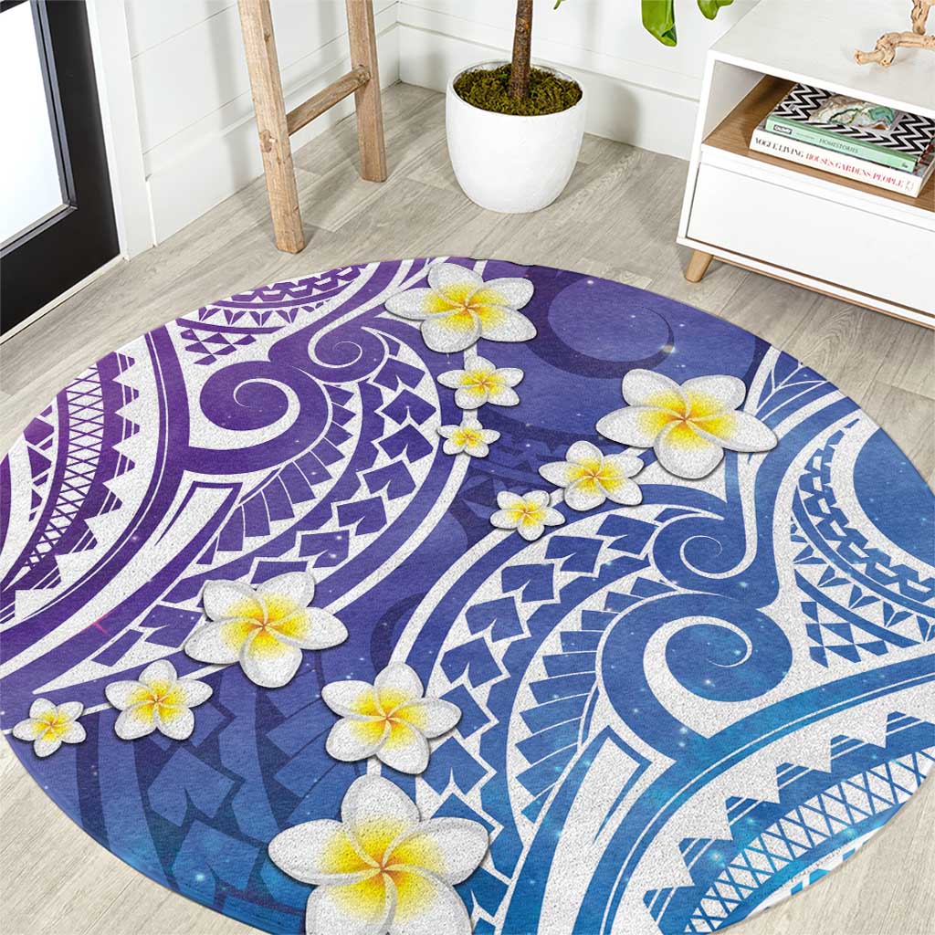 Plumeria With Galaxy Polynesian Tattoo Pattern Round Carpet LT05 Galaxy - Polynesian Pride