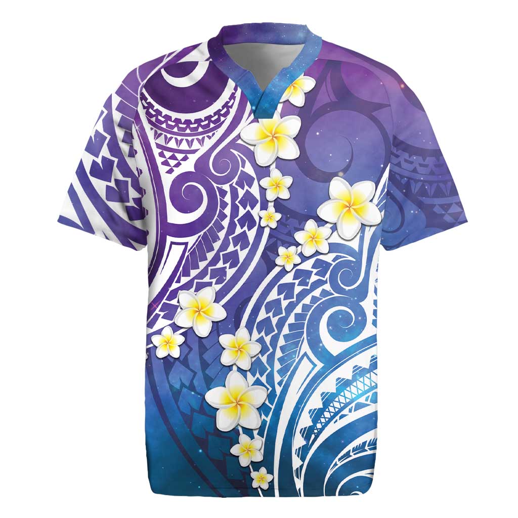 Plumeria With Galaxy Polynesian Tattoo Pattern Rugby Jersey