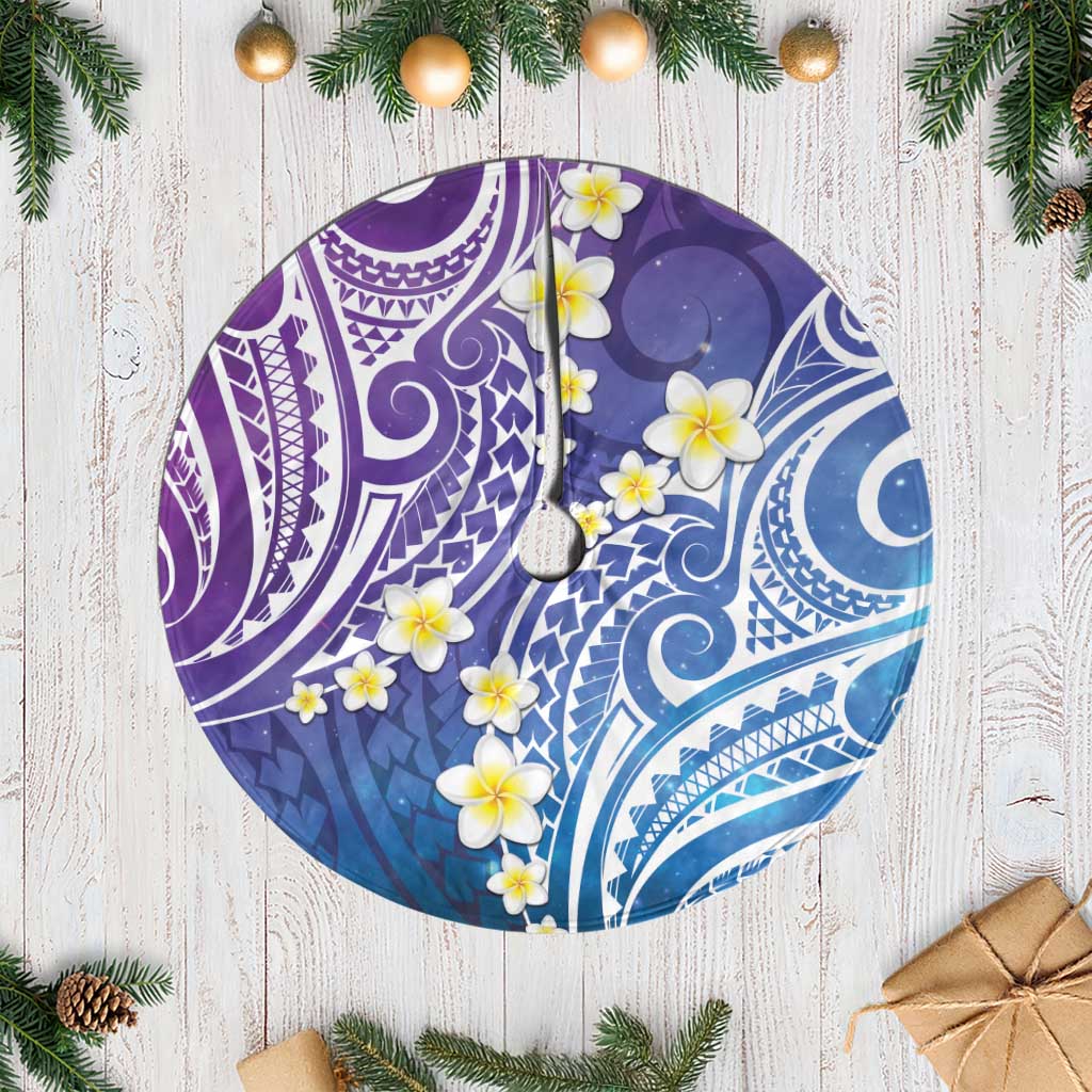 Plumeria With Galaxy Polynesian Tattoo Pattern Tree Skirt LT05 Casual Galaxy - Polynesian Pride