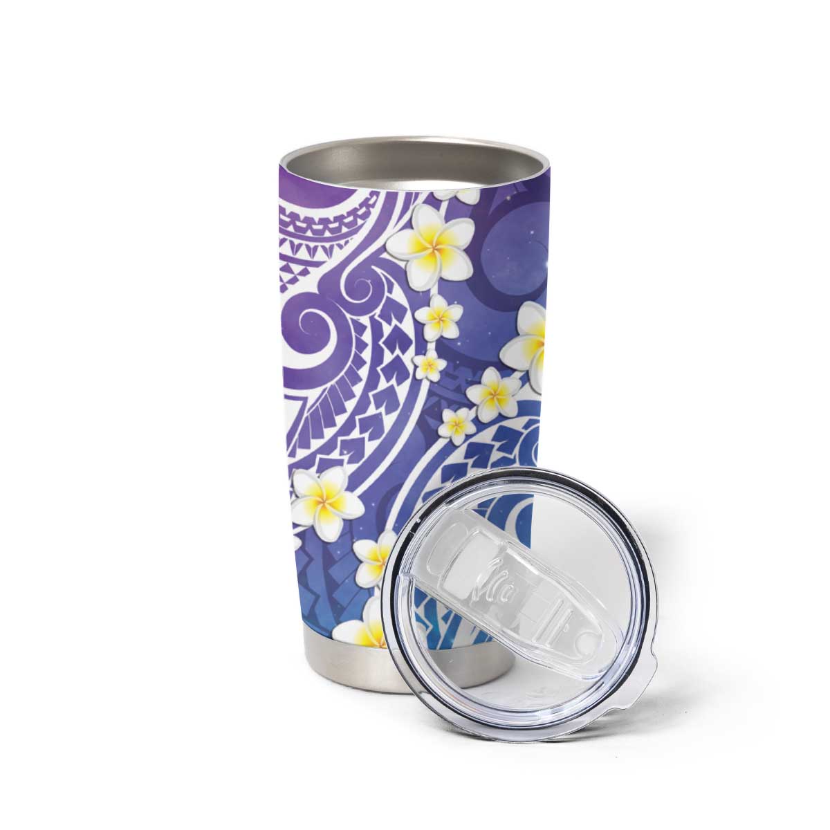 Plumeria With Galaxy Gradient Polynesian Tattoo Pattern Tumbler Cup
