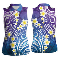 Plumeria With Galaxy Polynesian Tattoo Pattern Women Sleeveless Polo Shirt LT05 - Polynesian Pride