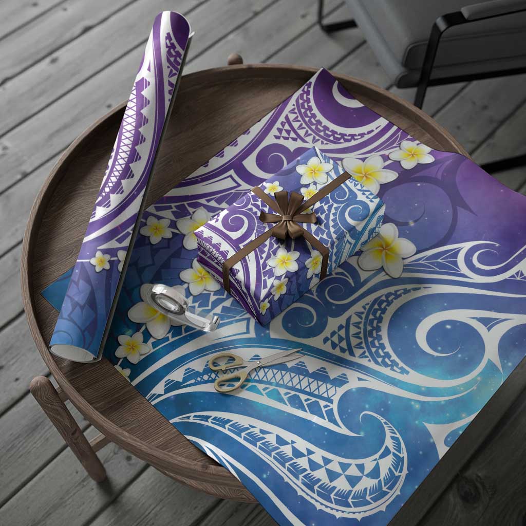 Plumeria With Galaxy Polynesian Tattoo Pattern Wrapping Paper - Polynesian Pride