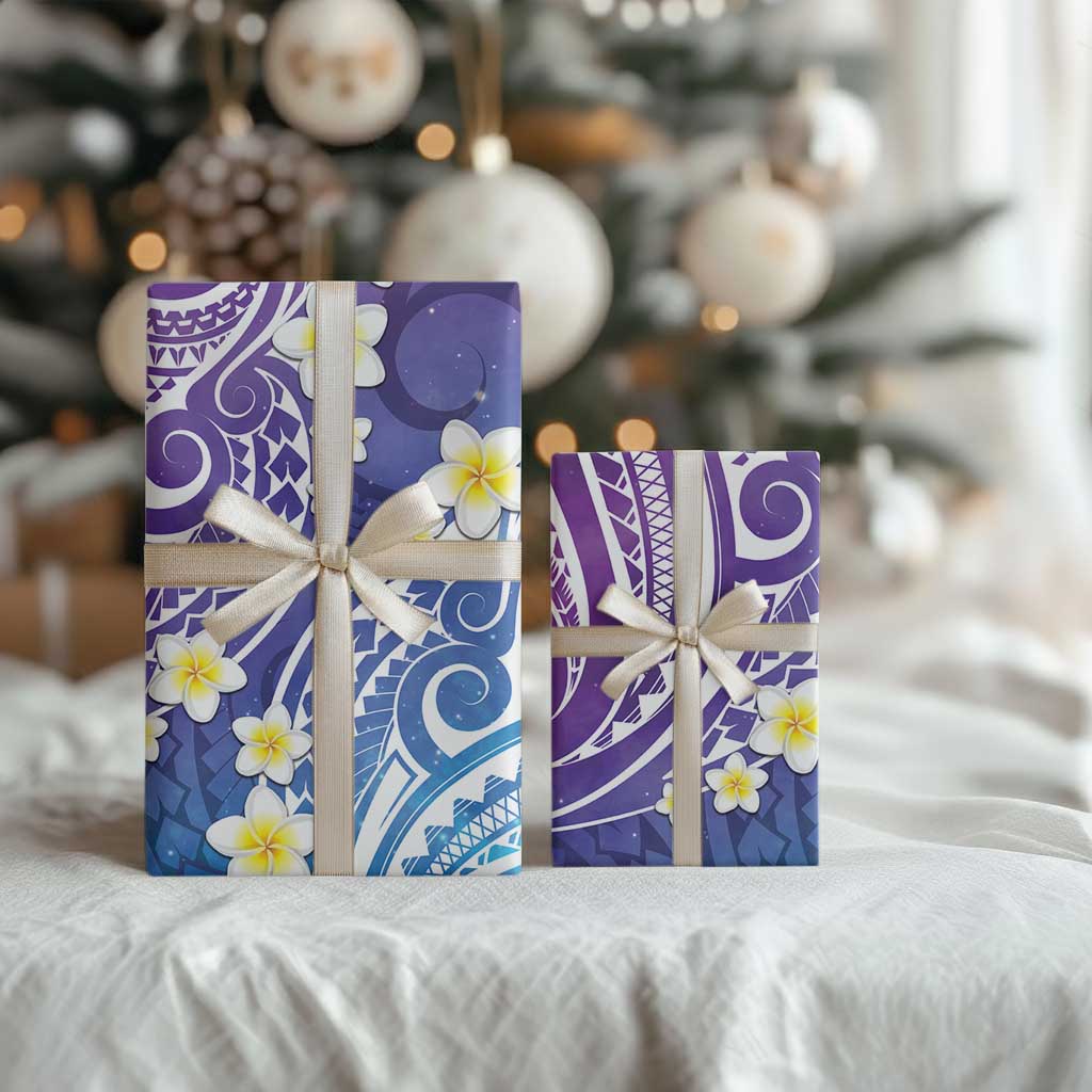 Plumeria With Galaxy Polynesian Tattoo Pattern Wrapping Paper - Polynesian Pride