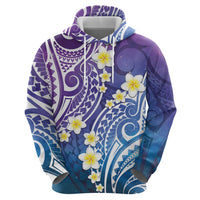 Plumeria With Galaxy Polynesian Tattoo Pattern Zip Hoodie